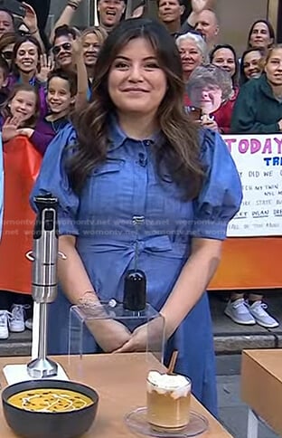 Adrianna’s blue puff sleeve midi dress on Today