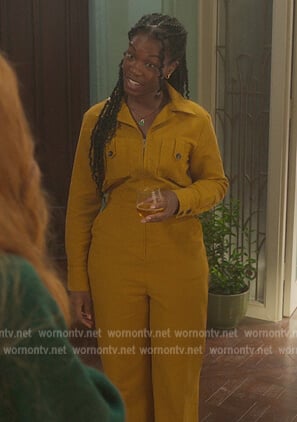 Aisha’s mustard utility jumpsuit on Fate The Winx Saga
