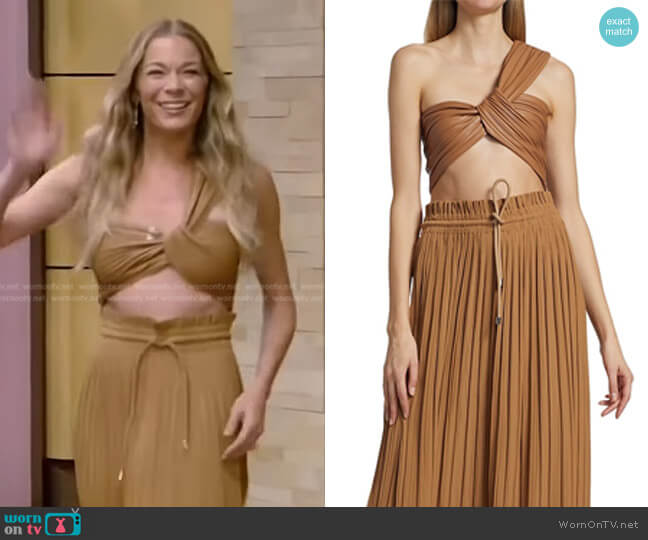 A.L.C. Athena Cropped One-Shoulder Faux Leather Top worn by LeAnn Rimes on Live with Kelly and Mark
