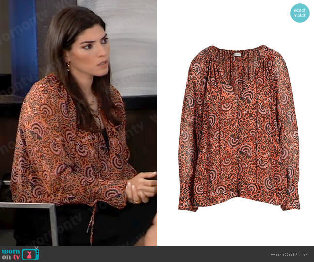 A.L.C. Bryce Silk Blouse worn by Brook Lynn Quartermaine (Amanda Setton) on General Hospital