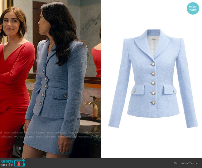 Alessandra Rich Wool-Blend Bouclé Jacket worn by Ingrid Yun (Arden Cho) on Partner Track