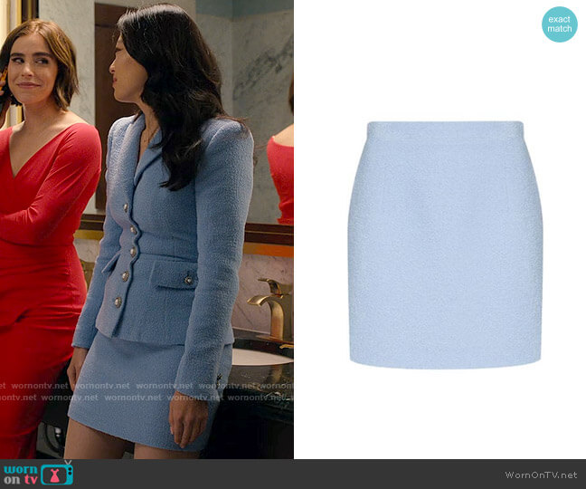 Alessandra Rich Wool-Blend Bouclé Skirt worn by Ingrid Yun (Arden Cho) on Partner Track