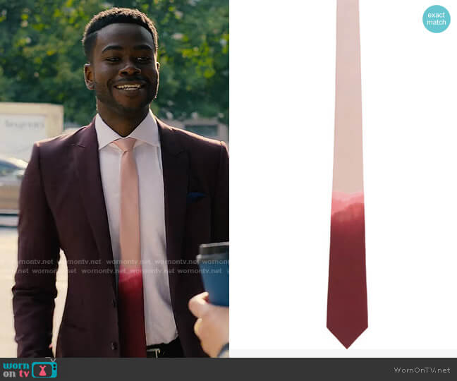 Alexander McQueen Silk Dip Dye Tie worn by Tyler Robinson (Bradley Gibson) on Partner Track