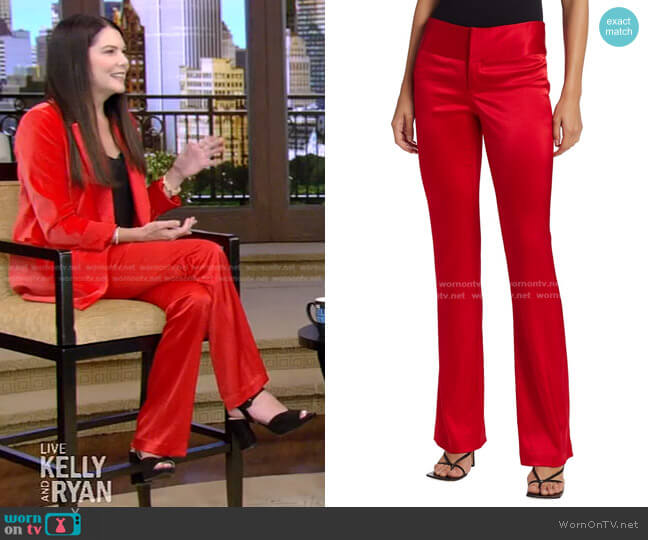 Alice + Olivia Olivia Flared Satin Pants worn by Lauren Graham on Live with Kelly and Mark