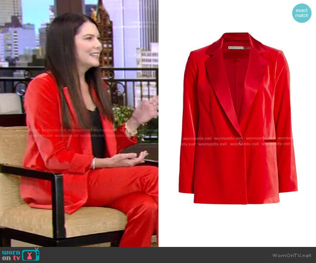 Alice + Olivia Justin Single-Breasted Combination Blazer worn by Lauren Graham on Live with Kelly and Mark
