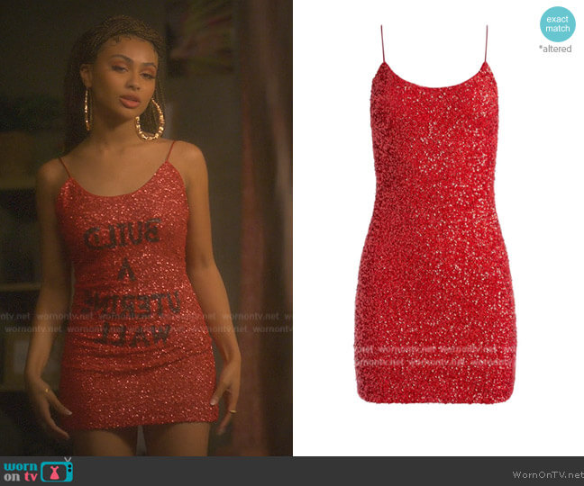 Alice + Olivia Nelle Embellished Dress worn by Kiela (Daniella Perkins) on Grown-ish