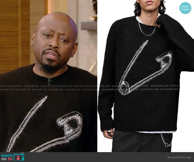 All Saints Eraze Alpaca & Wool Blend Crewneck Sweater worn by Omar Epps on Live with Kelly and Mark