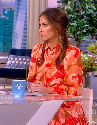 Alyssa’s red floral print mini dress on The View