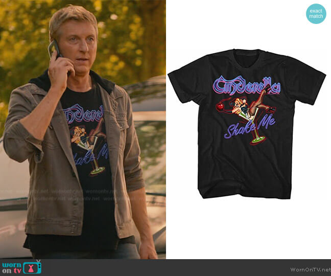 American Classics Store Cinderella Rock Band Shake Me Black Adult T-Shirt Tee worn by Johnny Lawrence (William Zabka) on Cobra Kai