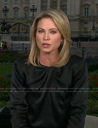Amy’s black twisted neck top on Good Morning America