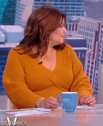 Ana’s ribbed mustard sweater dress on The View