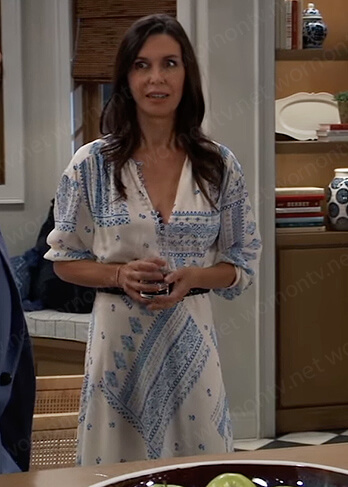 Anna’s blue printed midi dress on General Hospital