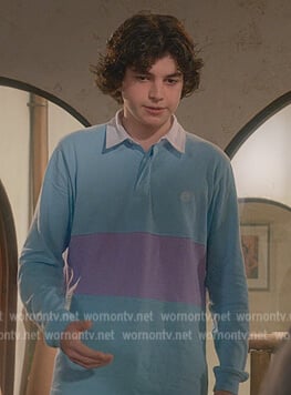 Anthony’s blue rugby shirt on Cobra Kai