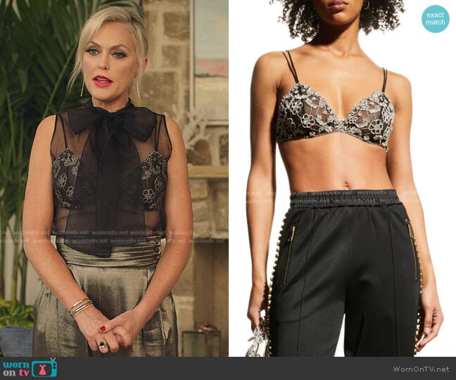 Area Floral Crystal Embroidered Lace Strappy Bra worn by Alexis Carrington (Elaine Hendrix) on Dynasty