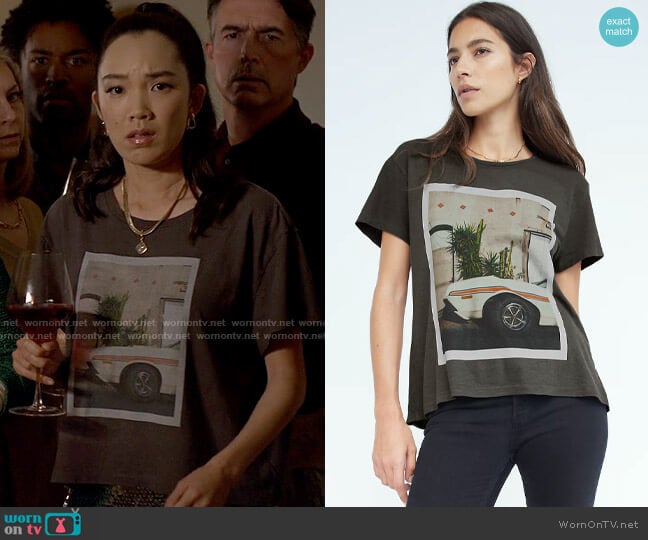 Denim Forum The Nico Graphic Tee worn by Sam's Friend (Jessika Van) on American Horror Stories