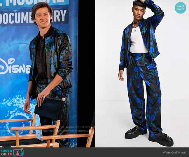 ASOS Design Smart Bomber Jacket in Floral Print worn by EJ (Matt Cornett) on High School Musical The Musical The Series