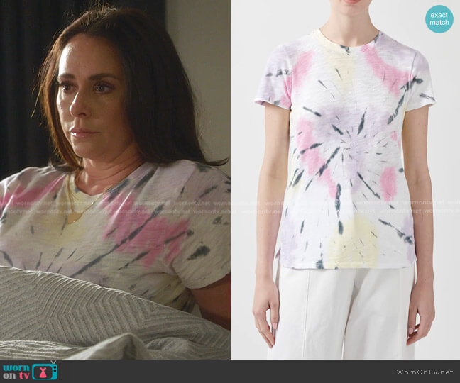 ATM Anthony Thomas Melillo Slub Jersey Schoolboy Crew Neck Tee in Orchid Combo worn by Maddie Kendall (Jennifer Love Hewitt) on 9-1-1
