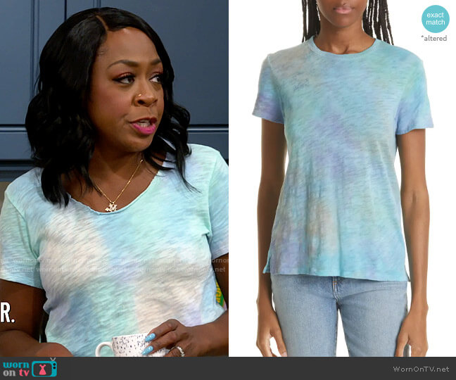 ATM Anthony Thomas Melilo Schoolboy Slub Crewneck T-Shirt in Amalfi Combo worn by Tina Butler (Tichina Arnold) on The Neighborhood