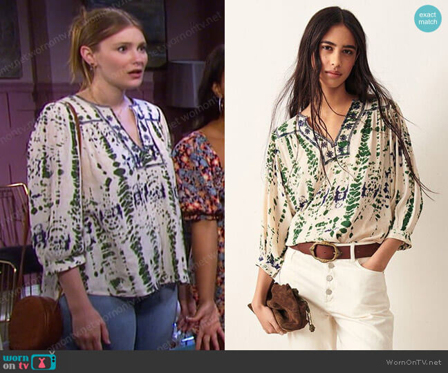 Ba&Sh Idris Blouse worn by Alice Caroline Horton (Lindsay Arnold) on Days of our Lives