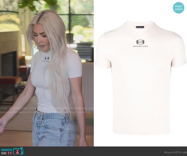 Balenciaga Unity logo-print T-shirt worn by Kim Kardashian (Kim Kardashian) on The Kardashians