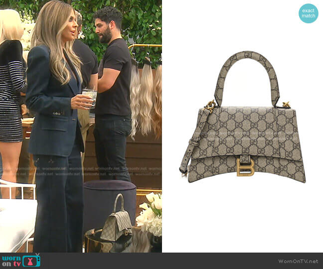 Balenciaga x Gucci Supreme Monogram Small Hourglass Top Handle Bag worn by Lisa Rinna on The Real Housewives of Beverly Hills