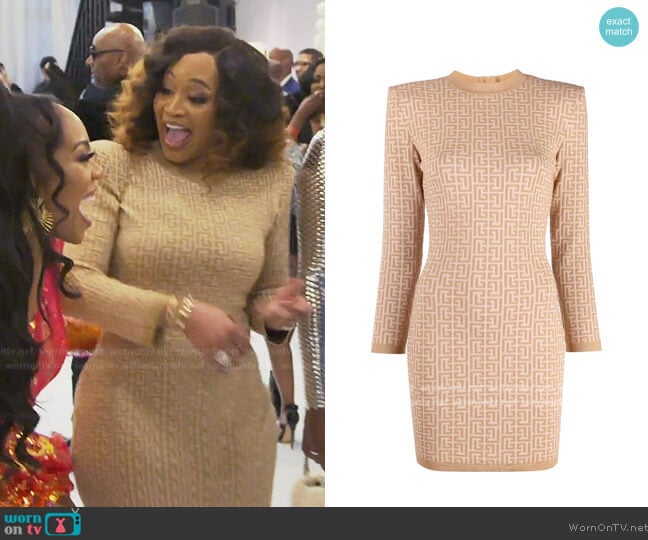 Balmain Jacquard knit minidress worn by Monyetta on The Real Housewives of Atlanta