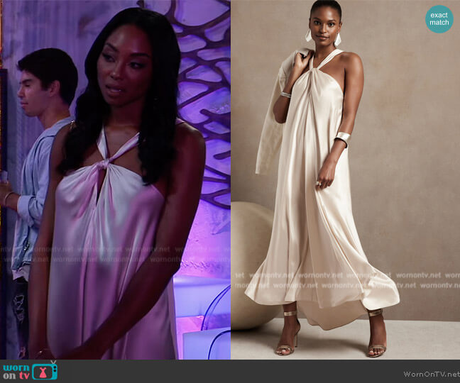 Banana Republic Belay Silk Dress worn by Jordan Ashford (Tanisha Harper) on General Hospital