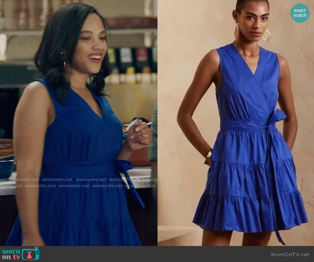 Banana Republic Stampa Mini Dress in Voltage Blue worn by Darla (Bianca Lawson) on Queen Sugar