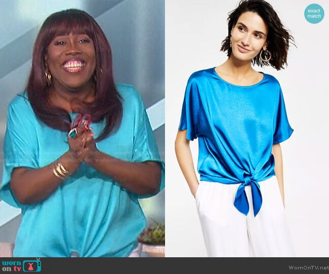 Bar III Satin Tie-Hem Top worn by Sheryl Underwood on The Talk