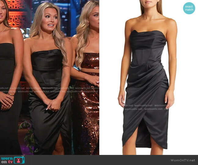 Bardot Jamila Gathered Corset Dress worn by Cat Wong on The Bachelorette