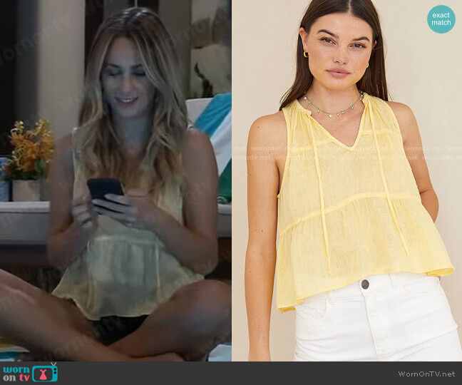 Bella Dahl Tiered Tie Neck Tank in Wild Flower worn by Josslyn Jacks (Eden McCoy) on General Hospital