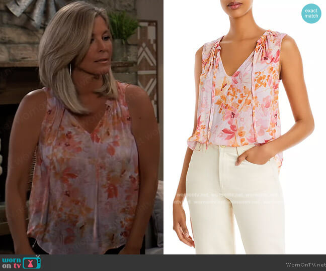 V Neck Floral Print Top worn by Carly Spencer (Laura Wright) on General Hospital