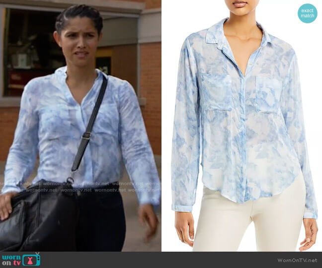Bella Dahl Watercolor Print Button Down Blouse worn by Stella Kidd (Miranda Rae Mayo) on Chicago Fire