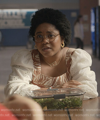 Beth’s eyelet printed square neck top on Stargirl