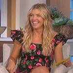 Amanda’s black floral print mini dress on The Talk