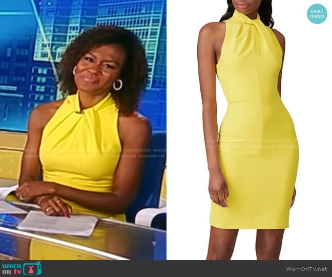 Black Halo Zana Sheath Dress worn by Janai Norman on Good Morning America
