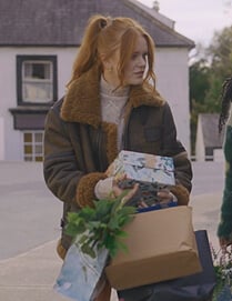Bloom’s leather shearling jacket on Fate The Winx Saga