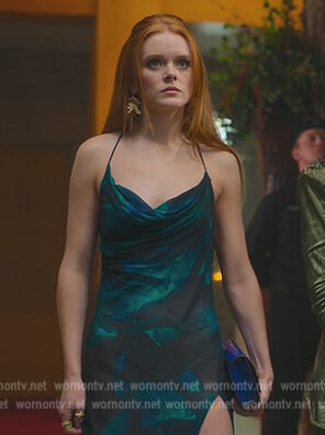 Bloom’s satin cowl neck dress on Fate The Winx Saga