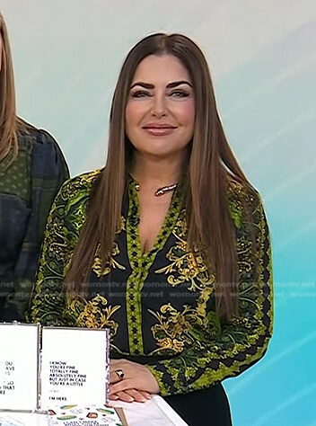 Bobbie’s black and green print blouse on Today