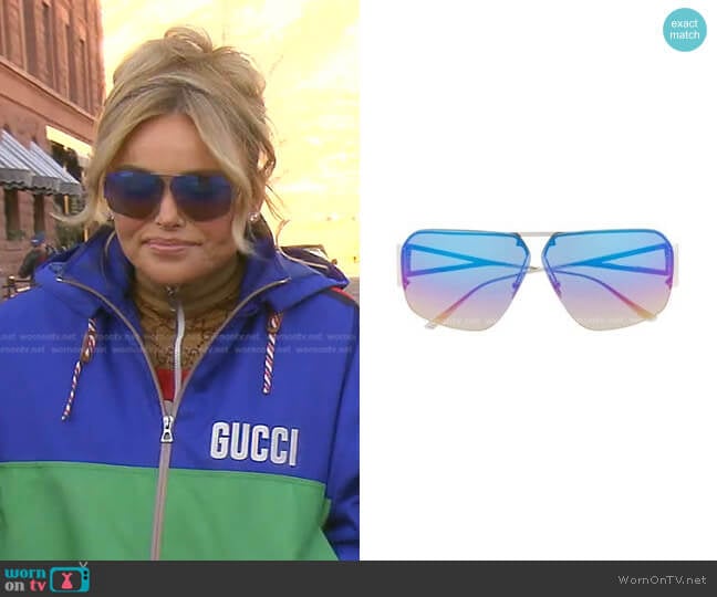 Bottega Veneta BV1065S Pilot Sunglasses worn by Diana Jenkins on The Real Housewives of Beverly Hills