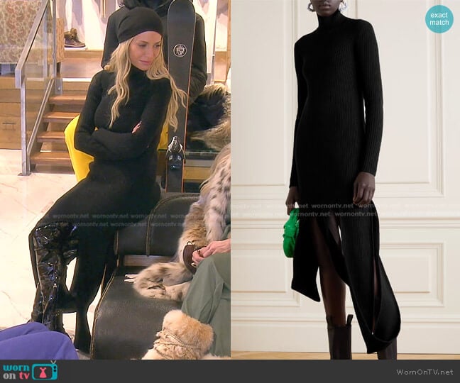 Bottega Veneta Cutout Ribbed Wool-Blend Midi Dress worn by Dorit Kemsley on The Real Housewives of Beverly Hills