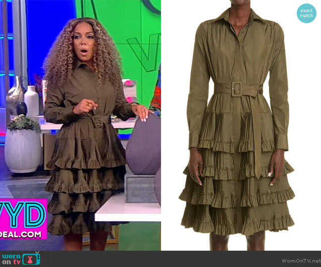 Brandon Maxwell Ruffle Tiered Long Sleeve Shirtdress worn by Sunny Hostin on The View