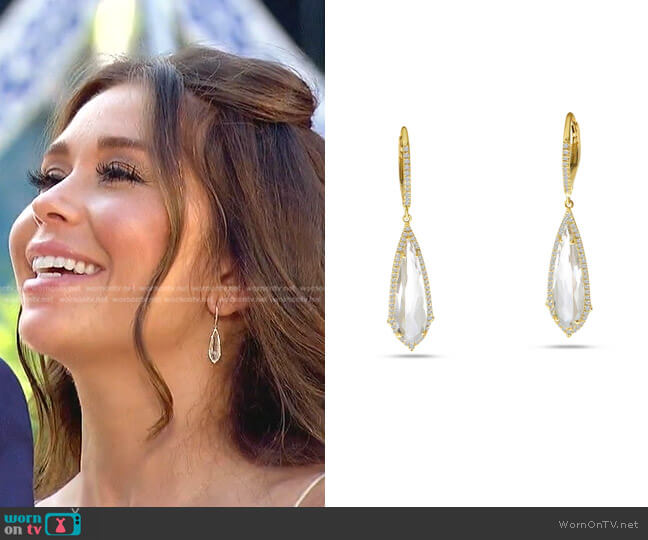Brevani Fancy White Topaz Dangle Earrings worn by Gabriela Windey on The Bachelorette