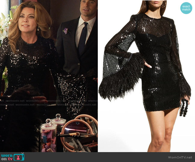 Bronx and Banco Joker Feather-Cuff Sequin Mini Dress worn by (Shania Twain) on Monarch