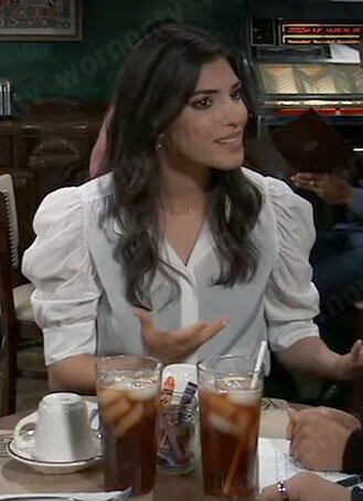 Brook Lynn’s white puff sleeve top on General Hospital