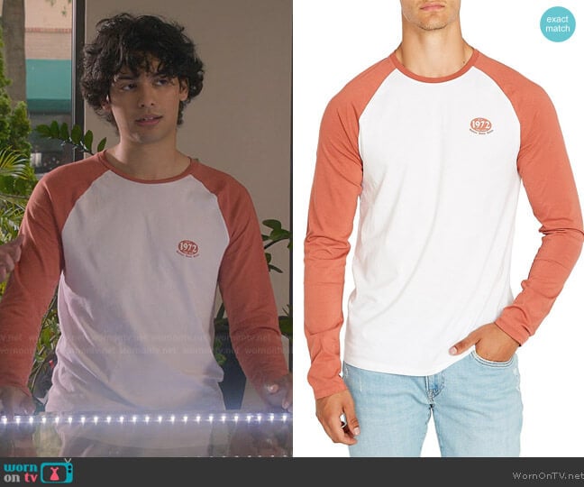 Buffalo Davcid Bitton Tabirks Vintage Logo Raglan T-Shirt worn by Miguel Diaz (Xolo Mariduena) on Cobra Kai