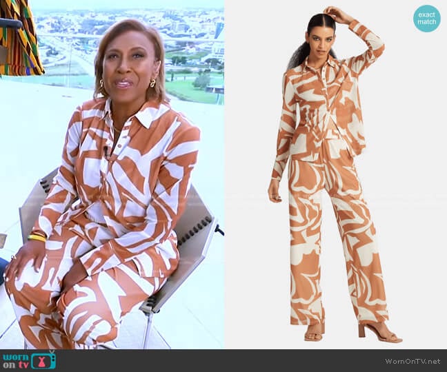 Gabrielle Union Collection Mesh Button Up Shirt worn by Robin Roberts on Good Morning America