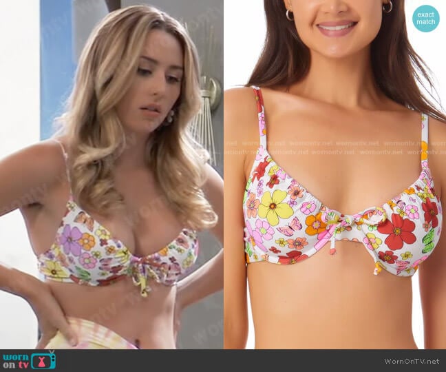 California Waves Printed Underwire Bralette Bikini Top worn by Josslyn Jacks (Eden McCoy) on General Hospital