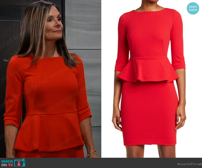 Calvin Klein 3/4 Sleeve Peplum Dress worn by Lucy Coe (Lynn Herring) on General Hospital