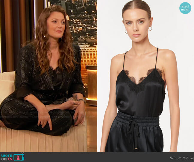 Cami NYC Racer Charmeuse Cami worn by Drew Barrymore on The Drew Barrymore Show